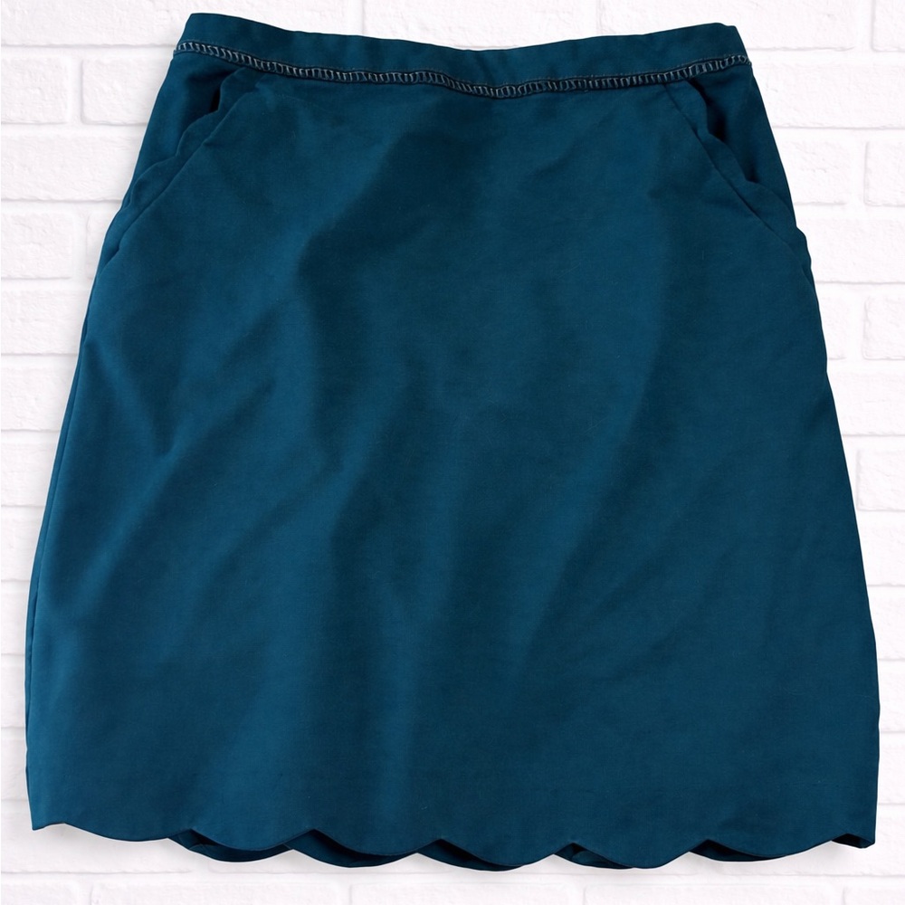 Skies Are Blue Teal Scalloped Skirt